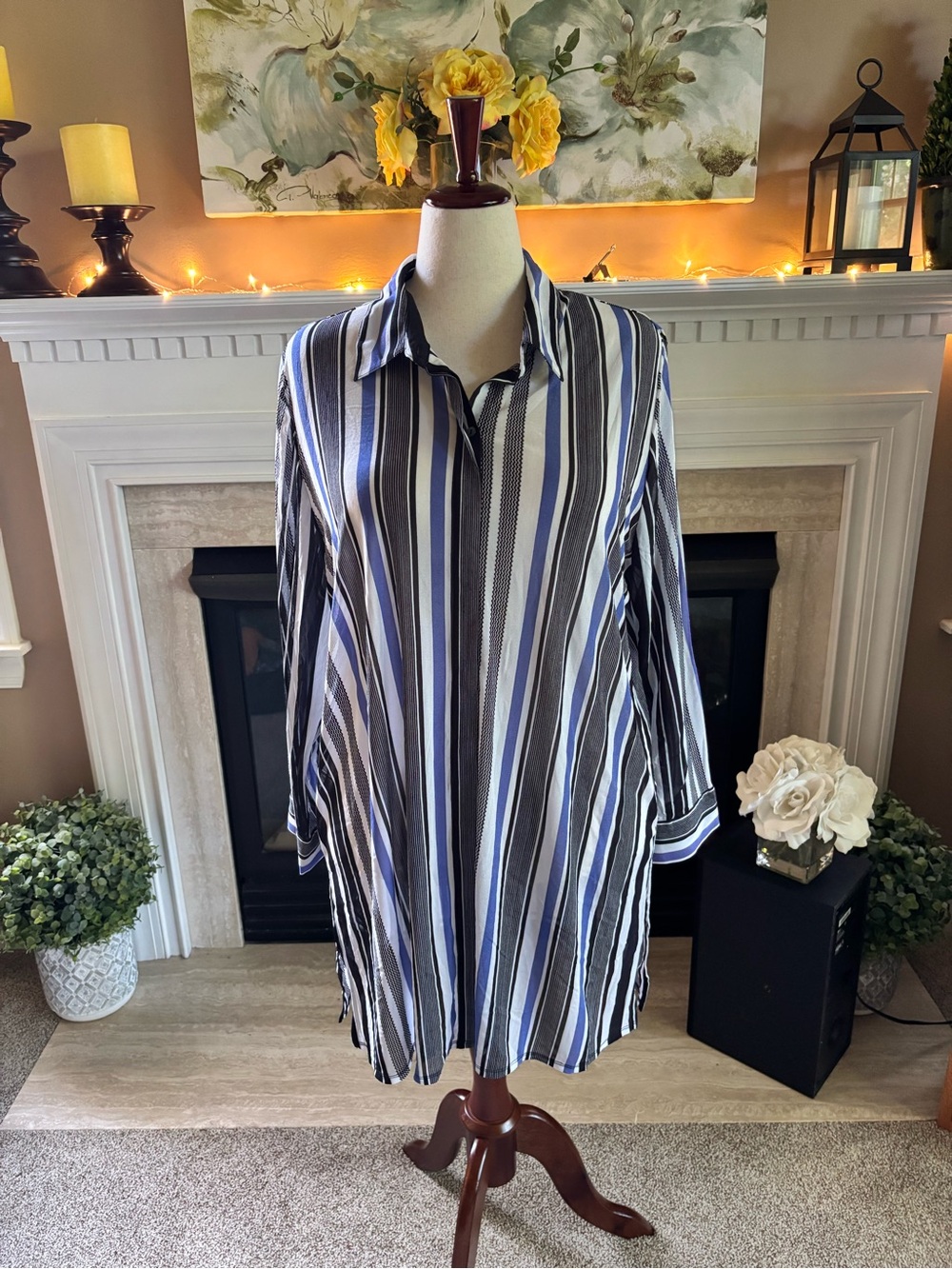 *NEW* Chico’s Traveler’s Stripe Mesh Button Shirt Jacket - Size: 20/22